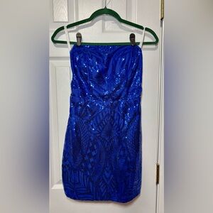 NEW without tags. Dazzling Blue Sequin Mini Prom/Party Dress